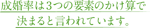 成婚率は3つの要素のかけ算で決まると言われています。