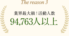 業界最大級！活動人数94,763人以上
